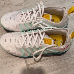 Nike Air Max Plus White with Yellow and Teal Accents